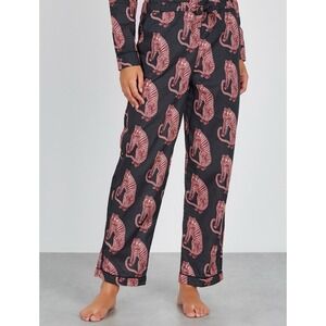 Desmond & Dempsey Sansindo Tiger Printed Cotton Navy Pajama Bottoms Only Sz S